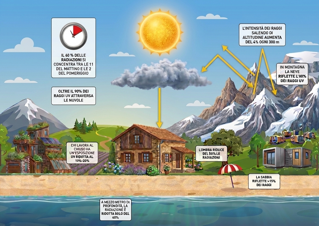 Schema raggi UV sulla terra