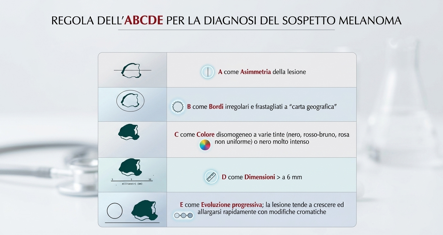 Regola ABCDE per la diagnosi del sospetto melanoma